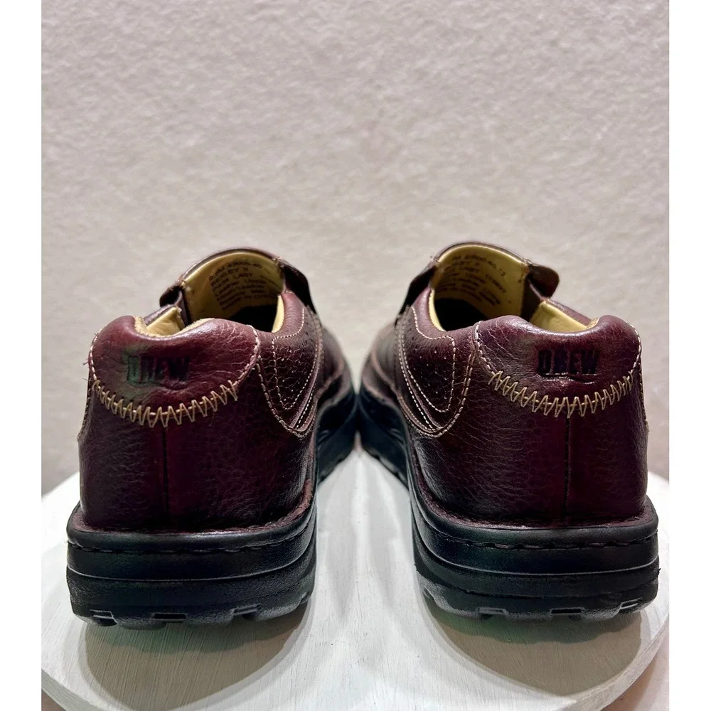 Drew Bexley II Burgundy Pebble Grain Leather Slip On Shoes Mens 9.5M 43000-60-12